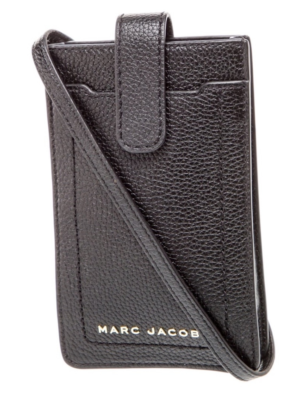Marc Jacobs Black Pebbled Leather Crossbody Card Case